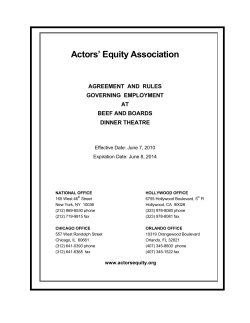 Actors’ Equity Association  AGREEMENT  AND  RULES GOVERNING  EMPLOYMENT