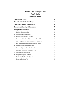 FedEx Ship Manager 2220 Quick Guide Table of Contents