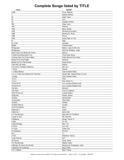 Complete Songs listed by TITLE