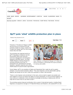 BpTT puts ‘oiled’ wildlife protection plan in place | The...