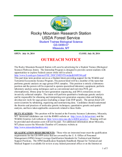 Rocky Mountain Research Station USDA Forest Service OUTREACH NOTICE