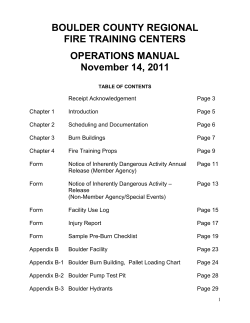 BOULDER COUNTY REGIONAL FIRE TRAINING CENTERS OPERATIONS MANUAL November 14, 2011