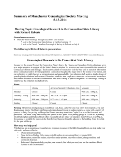 Summary of Manchester Genealogical Society Meeting 5-13-2014