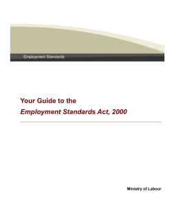 Your Guide to the Employment Standards Act, 2000  Ministry of Labour