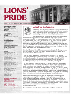 Letter from the President Peoria High School Alumni Association