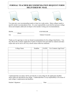 FORMAL TEACHER RECOMMENDATION REQUEST FORM DELIVERED BY MAIL