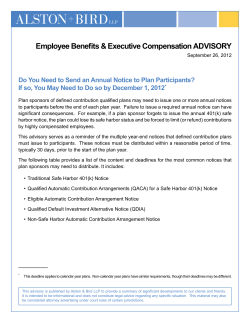 Employee Benefits &amp; Executive Compensation ADVISORY