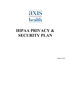 HIPAA PRIVACY &amp; SECURITY PLAN  March 2012