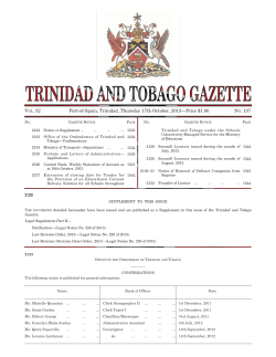 V . 52 Port-of-Spain, Trinidad, Thursday 17th October, 2013–Price $1.00 N