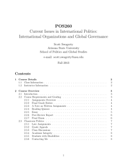 POS260 Current Issues in International Politics: International Organizations and Global Governance