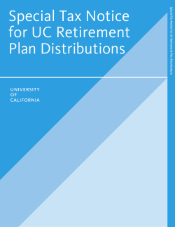 Special Tax Notice for UC Retirement Plan Distributions