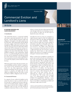 Commercial Eviction and Landlord’s Liens Article
