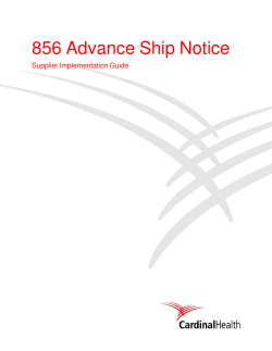 856 Advance Ship Notice  Supplier Implementation Guide