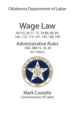 Wage Law Administrative Rules Mark Costello Oklahoma Department of Labor