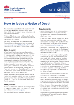 FACT SHEET How to lodge a Notice of Death Requirements