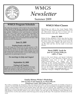 Newsletter WMGS Summer 2009