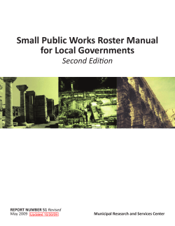 Small Public Works Roster Manual for Local Governments Second Edition REPORT NUMBER 51