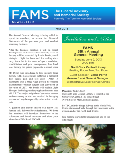 Invitation and Notice The Funeral Advisory and Memorial Society NEWSLETTER