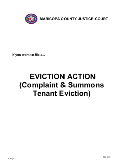 EVICTION ACTION (Complaint &amp; Summons Tenant Eviction) MARICOPA COUNTY JUSTICE COURT
