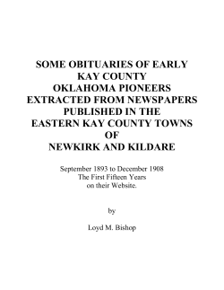 SOME OBITUARIES OF EARLY KAY COUNTY OKLAHOMA PIONEERS EXTRACTED FROM NEWSPAPERS