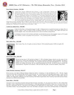 EBHS Class of 63’ Obituaries – We Will Always Remember...