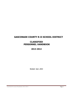 GASCONADE COUNTY R-II SCHOOL DISTRICT CLASSIFIED PERSONNEL HANDBOOK