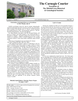The Carnegie Courier Newsletter of The Mitchell Area Historical &amp; Genealogical Societies