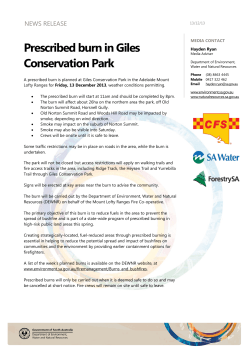 Prescribed burn in Giles Conservation Park NEWS RELEASE