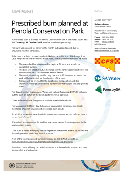 Prescribed burn planned at Penola Conservation Park NEWS RELEASE