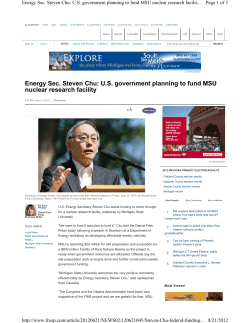 Energy Sec. Steven Chu: U.S. government planning to fund MSU A