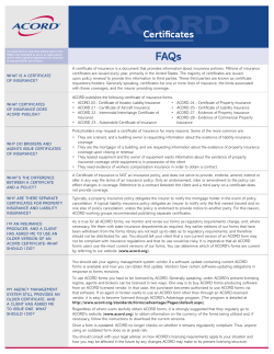 ACORD FAQs Certificates