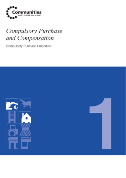 1 Compulsory Purchase and Compensation Compulsory Purchase Procedure