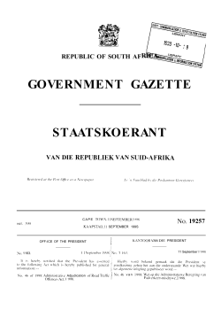 GOVERNMENT GAZETTE STAATSKOERANT REPUBLIC OF SOUTH AF VAN DIE