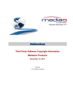 Addendum Third Party Software Copyright Information Mediatrix Products November 10, 2011