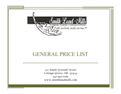 GENERAL PRICE LIST  123 South Seventh Street Cottage Grove, OR  97424