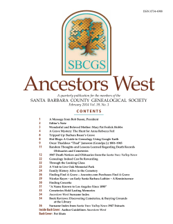 Ancestors West SANTA  BARBARA  COUNTY  GENEALOGICAL  SOCIETY