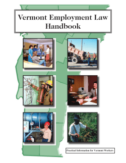 Vermont Employment Law Handbook VERMONT EMPLOYMENT LAW HANDBOOK