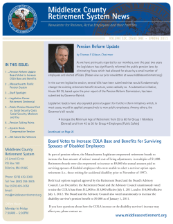 Middlesex County Retirement System News Pension Reform Update