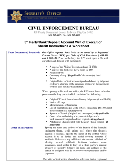 CIVIL ENFORCEMENT BUREAU  3 Party/Bank/Deposit Account Writ of Execution