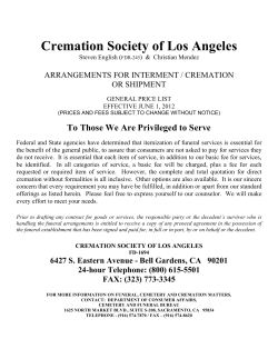 Cremation Society of Los Angeles ARRANGEMENTS FOR INTERMENT / CREMATION