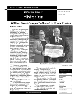 Historian Delaware County  William Street Campus Dedicated to Honor Cryders