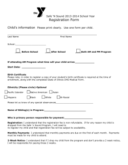Registration Form  Child’s information
