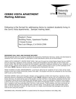 CERRO VISTA APARTMENT Mailing Address:
