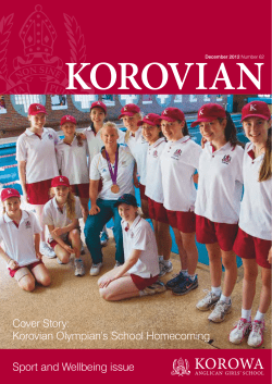 Cover Story: Korovian Olympian’s  School Homecoming Sport and Wellbeing issue December 2012