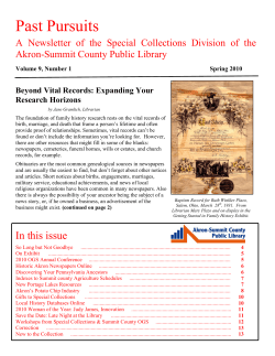 Past Pursuits A Newsletter of the Special Collections Division of the