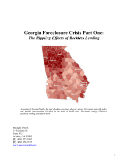 Georgia Foreclosure Crisis Part One: The Rippling Effects of Reckless Lending