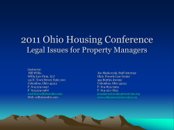 2011 Ohio Housing Conference  Legal Issues for Property Managers Instructor