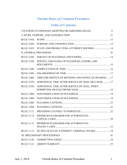 Florida Rules of Criminal Procedure Table of Contents
