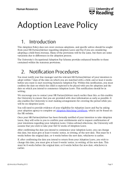 Adoption Leave Policy 1.  Introduction Human Resources