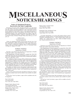 M S ISCELLANEOU NOTICES/HEARINGS
